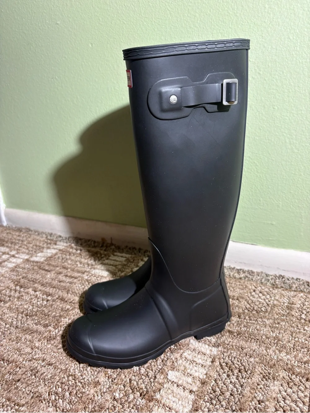 Hunter Original Tall Women's Black Waterproof Knee High Rain Boots Buckle US 8
